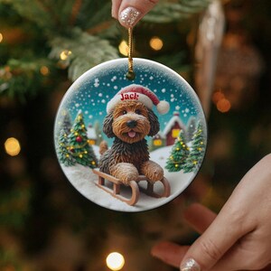 Personalized Dog Christmas Ornament, Custom Pet Holiday Decoration, Unique Dog Lover Gift, Dog Sledding Xmas Ornament