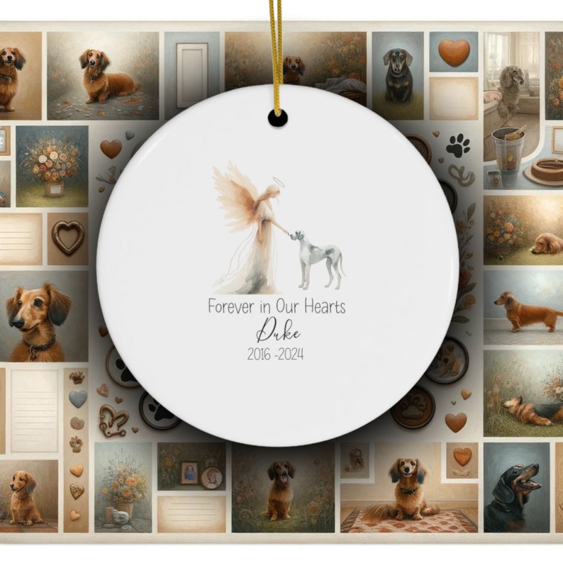 Personalized Great Dane Pet Memorial Ornament, Watercolor Design, Pet's Name Gift, Custom Pet Name Gift, Personalized Pet Tribute Ceramic Ornament, Pet Loss Gift