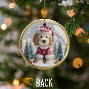 Christmas dog ornament, cute holiday decor, festive tree decoration, pet themed gift, winter decorations, holiday puppy ornament