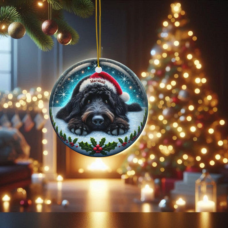 Personalized Black Doodle Dog Christmas Ornament - Festive Ceramic Decoration | Sublimation | 3 Inch Custom Pet Tree Keepsake image 11