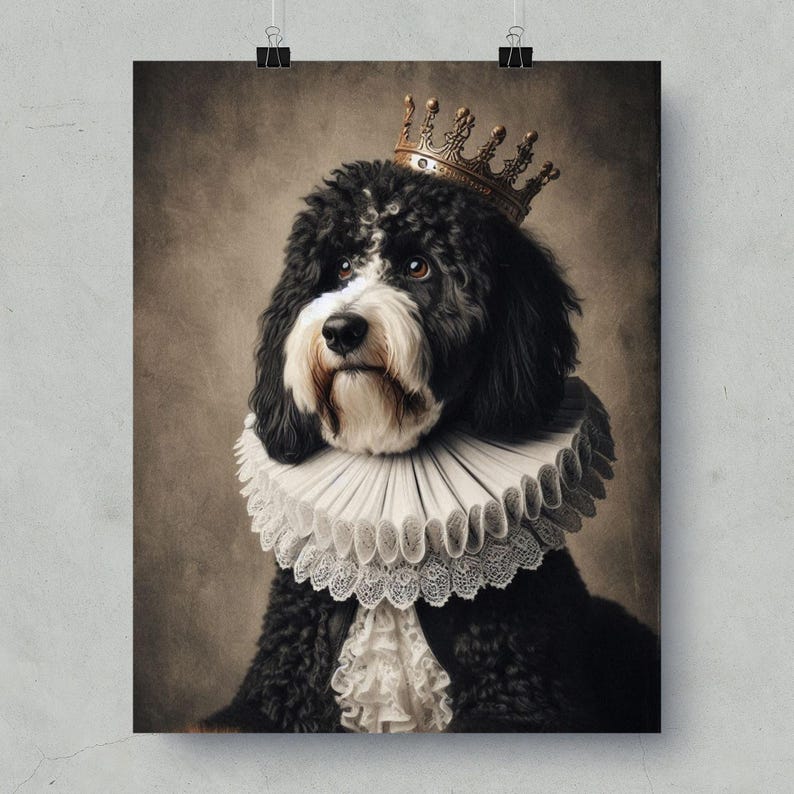 Cute Dog in King Crown Art Print, Funny Pet Portrait Wall Decor, Cute Animal Poster, Gift for Dog Lovers, Royal Dog Art Print