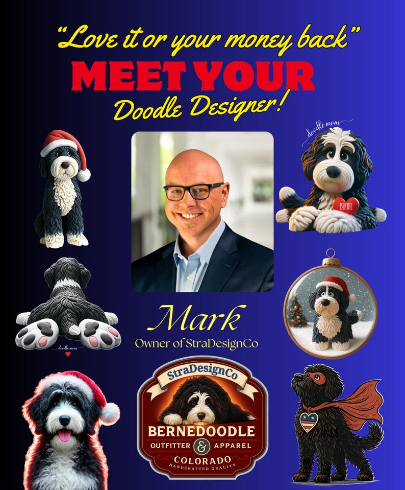 Adorno navideño de Bernedoodle para Papá Noel, recuerdo personalizado para perros / Cerámica por sublimación / Decoración navideña de doble cara de 7,6 cm imagen 2