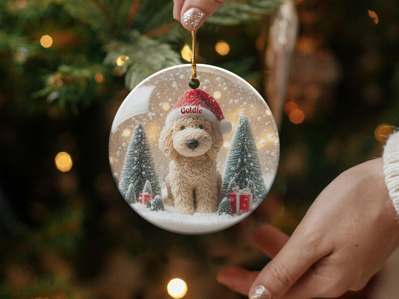 Personalized Christmas Dog Ornament, Custom Pet Holiday Decoration, Cute Puppy Christmas Tree Ornament, Dog Lover Gift