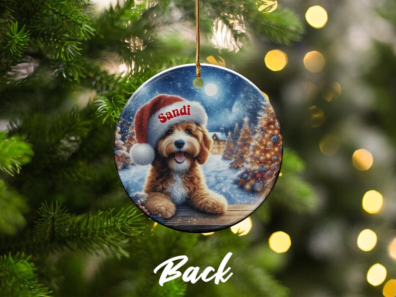 Personalized Dog Christmas Ornament, Custom Pet Holiday Decoration, Cute Puppy with Santa Hat, Pet Lover Gift, Christmas Tree Decor