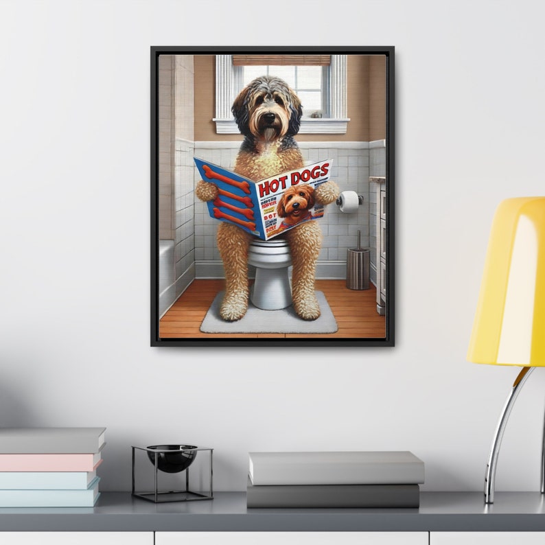 Funny Bernedoodle Toilet Portrait: Bathroom Wall Art, Dog Dad Gift image 7