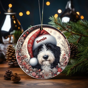 Vintage look Bernedoodle Ornament