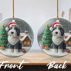犬のセラミックオーナメント、シープードル好きへのギフト - 昇華プリントデザイン | 3インチの平らな記念品 | クリスマスツリーのアクセント 画像 9