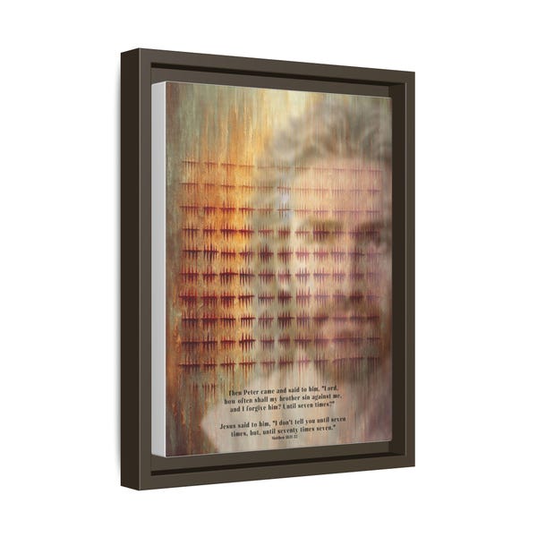 Seventy Times Seven Abstract Canvas – Jesus Christ Forgiveness, Christian Home Decor