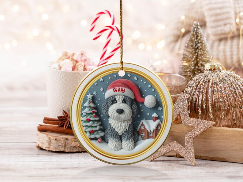 Personalized Dog Christmas Ornament, Custom Pet Holiday Decor, Festive Dog Lover Gift, Cute Pet Ornament, Custom Dog Art Decoration