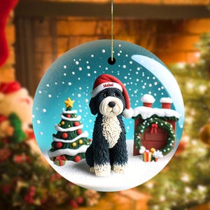 Adorable bernedoodle ornament, perfect doodle dog gift