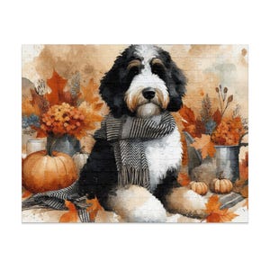 Niedliches Bernedoodle-Herbstpuzzle (252 Teile) – Lustiges Geschenk für Tierliebhaber – Dekoratives Puzzle für Kinder und Erwachsene – Ideal zum Entspannen Bild 5