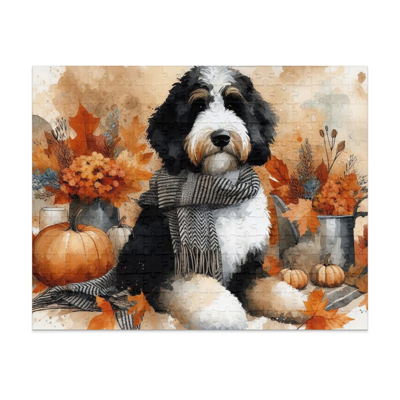 Niedliches Bernedoodle-Herbstpuzzle (252 Teile) – Lustiges Geschenk für Tierliebhaber – Dekoratives Puzzle für Kinder und Erwachsene – Ideal zum Entspannen Bild 5