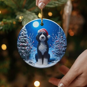 Cute Christmas Dog Ornament, Dog in Santa Hat Decoration, Holiday Tree Hanging Ornament, Christmas Gift for Dog Lovers