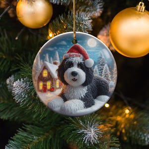 Personalized Christmas dog ornament, Custom pet portrait ornament, Holiday dog decor, Pet memorial gift, Dog lovers Christmas ornament