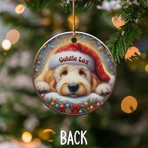 Santa Hat Dog, Goldendoodle Ornament | Sublimation Printed Decor | Personalized Pet Keepsake, Festive Holiday Gift image 5