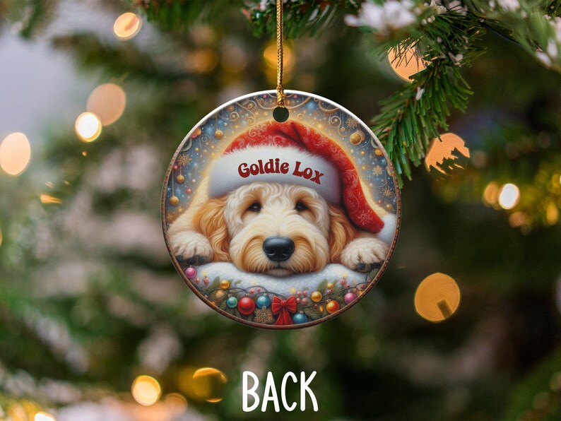 Santa Hat Dog, Goldendoodle Ornament | Sublimation Printed Decor | Personalized Pet Keepsake, Festive Holiday Gift image 5