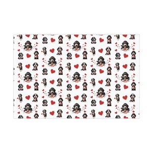 Bernedoodle wrapping paper for all occasions, valentines wrapping paper,valentines wrap, gift wrap bernedoodle, doodle paper, doodle gift wrap, birthday bernedoodle wrap, goldendoodle, merle doodle, doodle paper gifting.