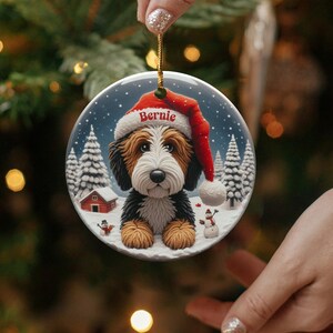 Personalized Dog Christmas Ornament, Custom Pet Holiday Decoration, Cute Santa Puppy Keepsake, Xmas Tree Hanging Decor