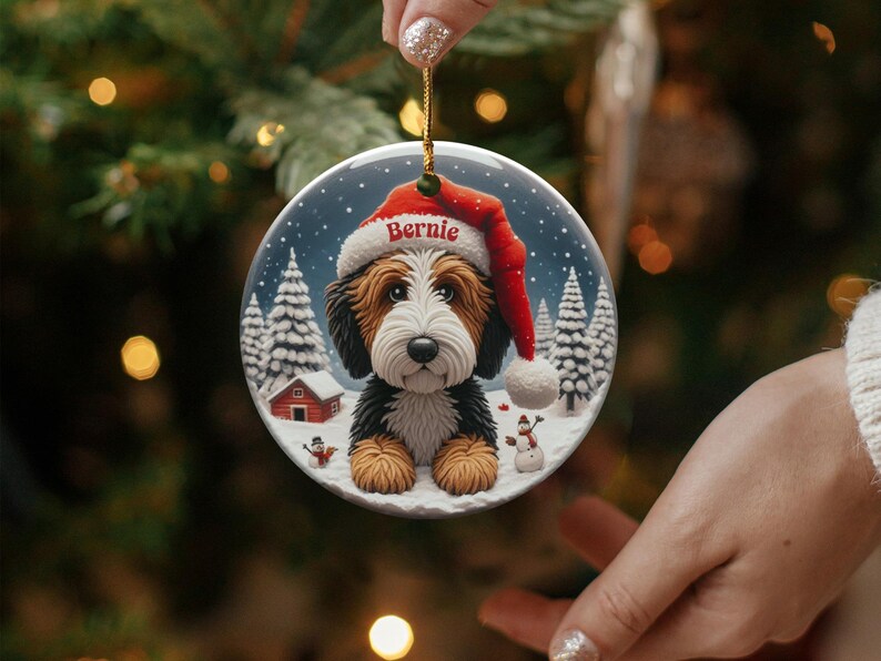 Personalized Dog Christmas Ornament, Custom Pet Holiday Decoration, Cute Santa Puppy Keepsake, Xmas Tree Hanging Decor