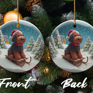 Personalized Dog Christmas Ornament, Custom Pet Holiday Decoration, Cute Puppy Winter Scene, Unique Xmas Tree Decor