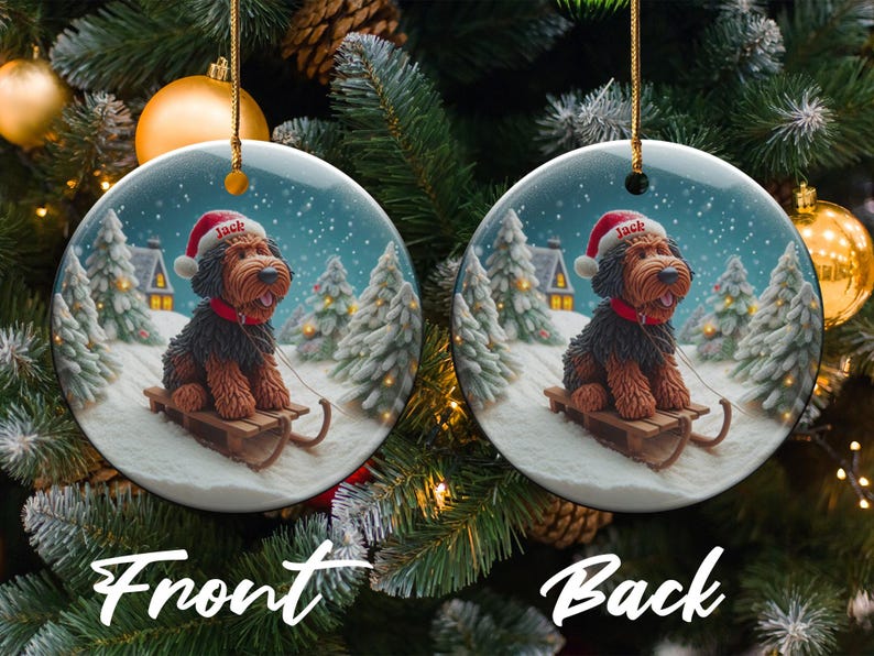 Personalized Dog Christmas Ornament, Custom Pet Holiday Decoration, Cute Puppy Winter Scene, Unique Xmas Tree Decor