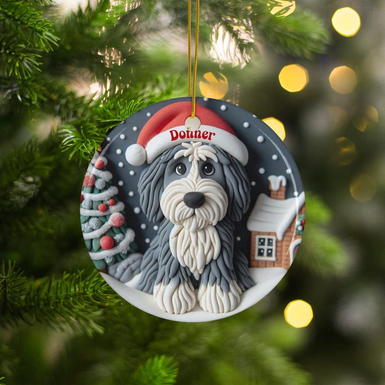 Personalized Dog Christmas Ornament, Custom Pet Name Decoration, Dog Lover Gift, Holiday Tree Decor, Cute Pet Memory Keepsake