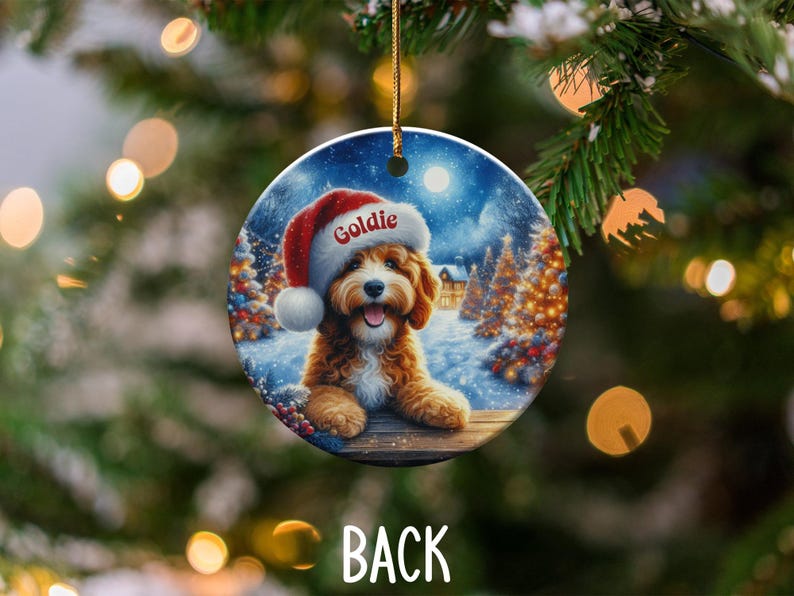 Personalized Dog Christmas Ornament, Custom Pet Photo Ornament, Cute Dog in Santa Hat Decoration, Fur Baby Holiday Keepsake