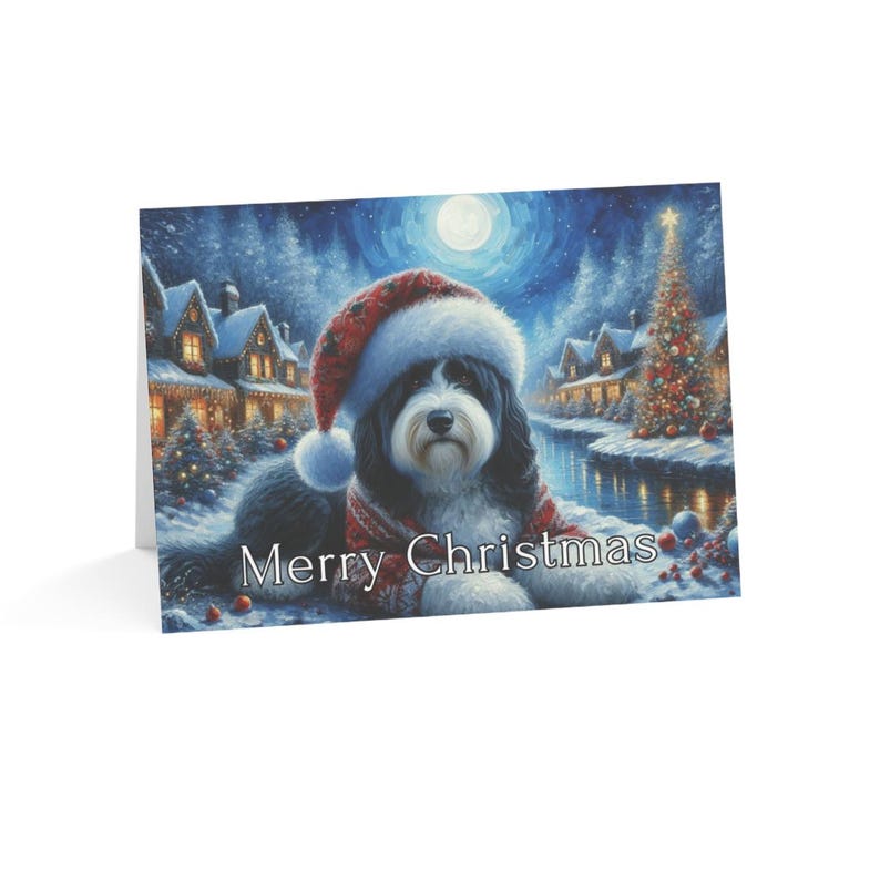 Christmas Dog Card, Holiday Greeting Cards, Festive Dog Christmas Card, Merry Christmas Card, Cute Dog Holiday Card
