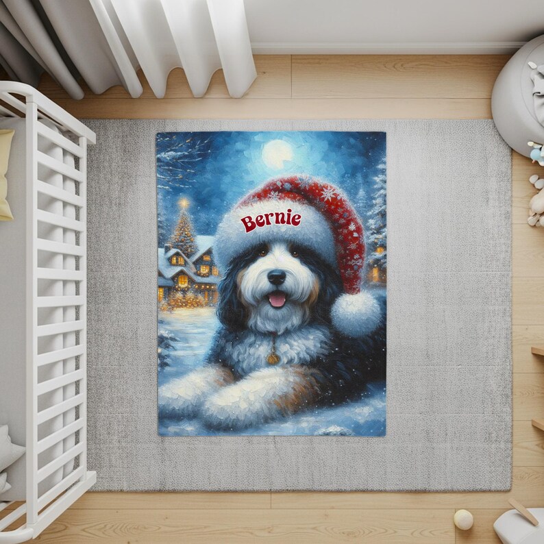 Personalized Christmas Dog Blanket, Custom Pet Blanket, Dog Lover Gift, Christmas Pet Bedspread, Holiday Dog Blanket Decor