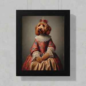 Dog in Royal Attire Framed Art, Funny Pet Portrait, Customizable Pet Art, Unique Wall Decor, Pet Lover Gift, Regal Dog Painting