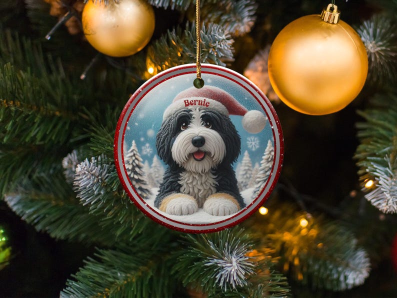 Custom Dog Christmas Ornament, Cute Puppy Holiday Decoration, Personalized Pet Gift, Unique Dog Lovers Keepsake, Festive Tree Decor