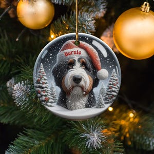 Personalized Dog Christmas Ornament, Pet Portrait Holiday Decoration, Custom Pet Gift, Festive Dog Lover Ornament, Xmas Tree Decor