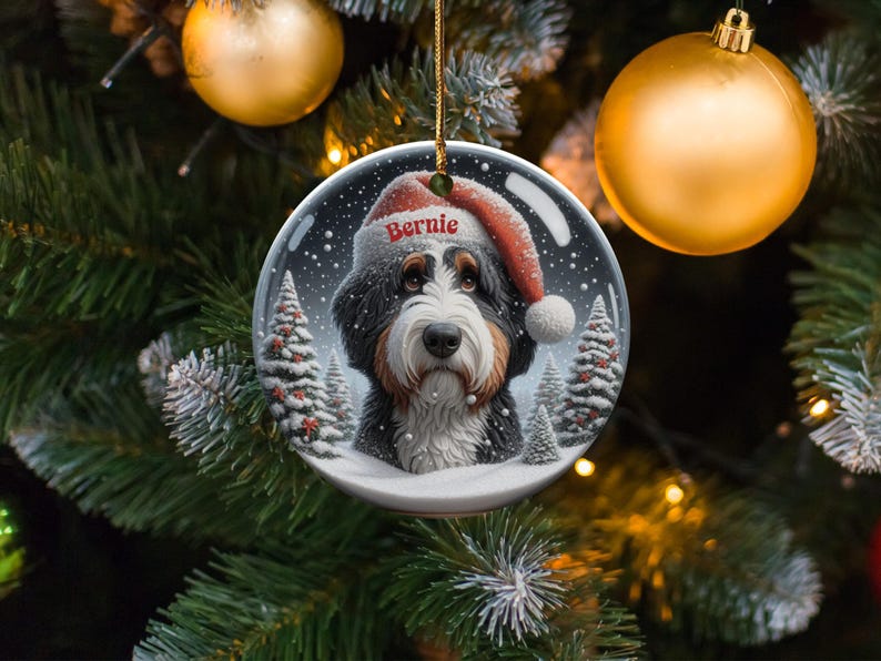 Personalized Dog Christmas Ornament, Pet Portrait Holiday Decoration, Custom Pet Gift, Festive Dog Lover Ornament, Xmas Tree Decor