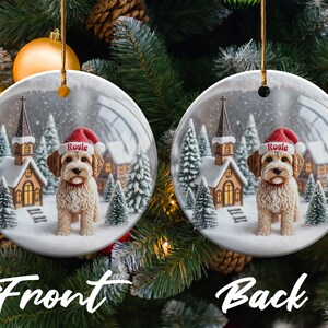 Personalized Dog Christmas Tree Ornament, Custom Pet Holiday Decoration, Cute Dog Winter Scene, Pet Lover Xmas Gift, Double Sided