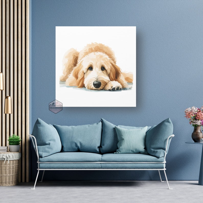 Goldendoodle Dog, watercolor art, golden doodle, bernedoodle canvas, sheepadoodle, mama, dog mom canvas, dog art, dog mom art, Doodle lover art, doodle canvas art, water color canvas, hig-resolution canvas, design,dog designer art, high-end gift, dog