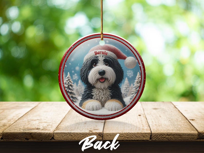 Cute Christmas Dog Ornament, Personalized Pet Keepsake, Holiday Tree Decoration, Custom Pet Gift, Festive Canine Decor