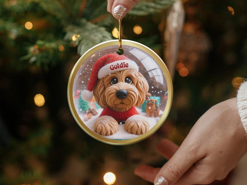 Personalized Dog Christmas Ornament, Custom Pet Holiday Decoration, Cute Pet Memorial Ornament, Festive Dog Lover Gift