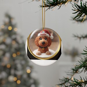Golden Doodle Dog Christmas Ornament, Cute Puppy Holiday Decoration, Personalized Pet Ornament, Festive Dog Lover Gift