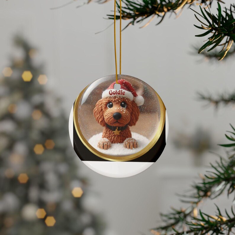 Golden Doodle Dog Christmas Ornament, Cute Puppy Holiday Decoration, Personalized Pet Ornament, Festive Dog Lover Gift