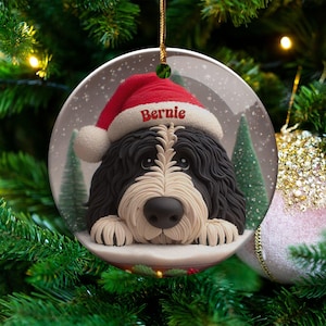 Custom Dog Ornament, Bernedoodle Pet Keepsake | Sublimation Ceramic | 2.76 Inch Round Front Back imagen 9