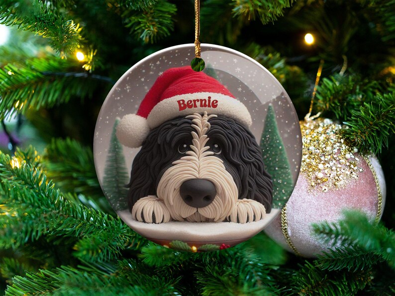 Custom Dog Ornament, Bernedoodle Pet Keepsake | Sublimation Ceramic | 2.76 Inch Round Front Back imagen 9