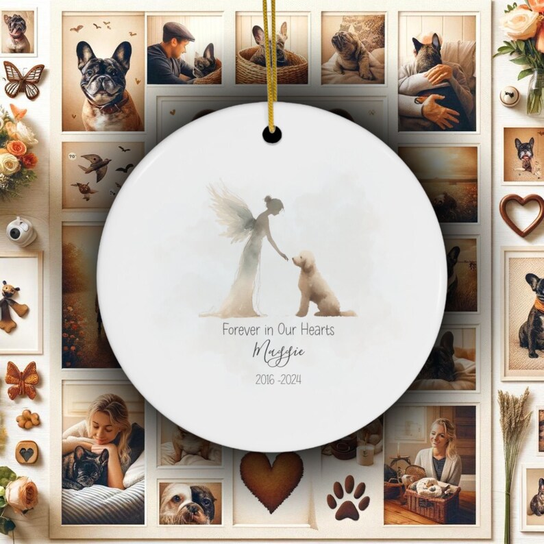 Personalized Goldendoodle Memorial, Watercolor Design, Pet's Name, Custom Gift, Personalized Pet Tribute Ceramic Ornament, Pet Loss Gift