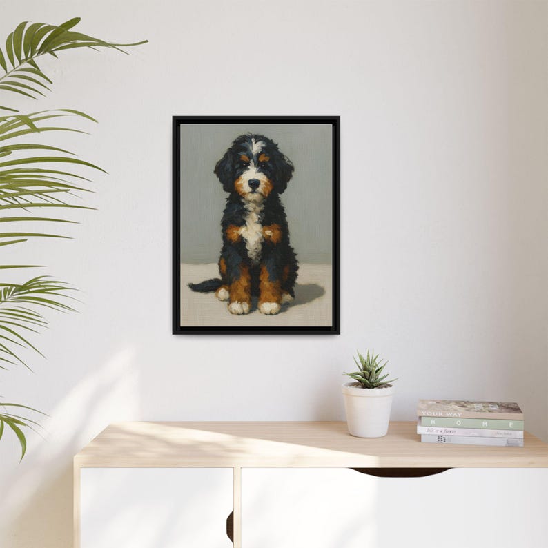 Bernedoodle Dog Canvas Art: Oil Paint Style Framed Wall Decor image 10