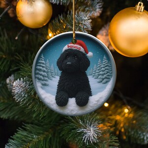 Black Dog Christmas Ornament, Custom Pet Holiday Decoration, Personalized Dog Christmas Tree Ornament, Unique Pet Lover Gift