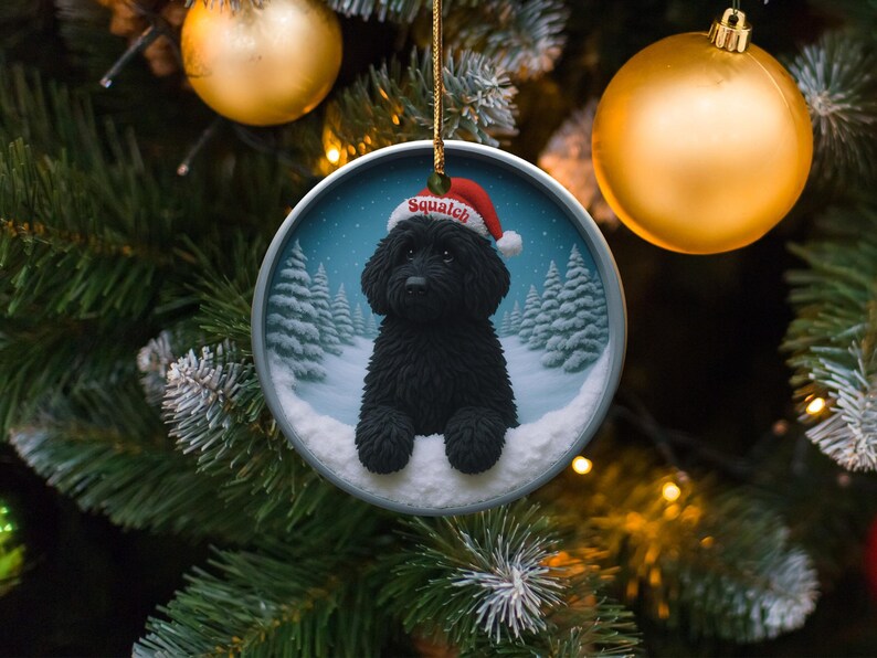 Black Dog Christmas Ornament, Custom Pet Holiday Decoration, Personalized Dog Christmas Tree Ornament, Unique Pet Lover Gift