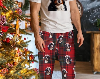 Personalized Bernese Mountain Dog Dad Pajama Pants | Men's Lounge Wear