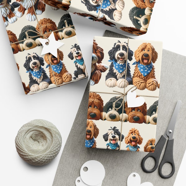 Bernedoodle Goldendoodle Gift Wrap | Dog Lovers, Eco-Friendly