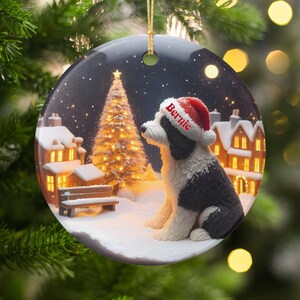 Personalized Dog Christmas Ornament, Custom Pet Holiday Decoration, Dog Lover Gift, Christmas Tree Hanging Ornament, Santa Hat Dog Ornament
