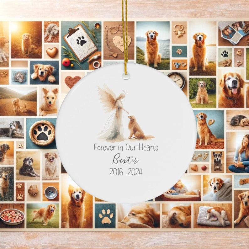 Personalized Golden Retriever Memorial Ornament, Watercolor Design, Custom Pet Name Gift, Personalized Pet Tribute Ceramic Ornament, Pet Loss Gift