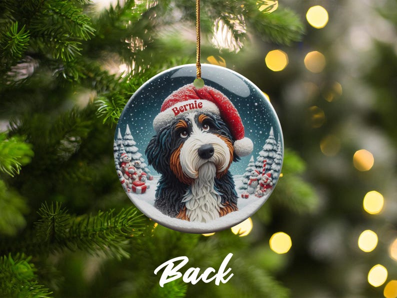 Personalized Christmas Dog Ornament, Custom Pet Holiday Decoration, Cute Dog with Santa Hat, Perfect Christmas Tree Decor